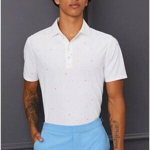 NWT G/FORE Golf Men's Pique Mini Stars Golf Shirt - Snow - Size XL